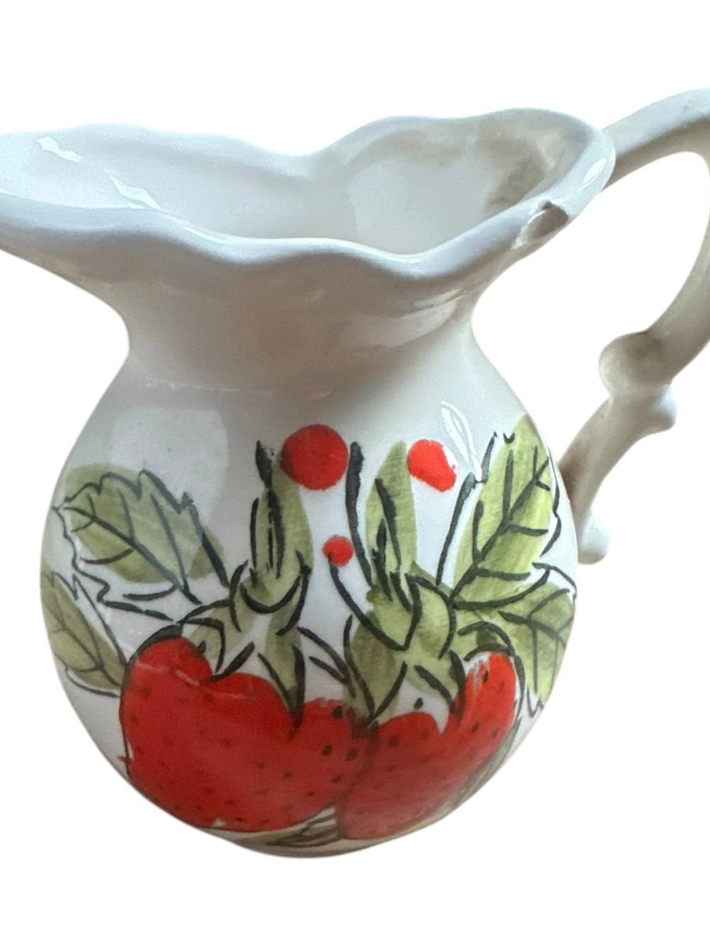 Vintage Hand Painted Japan Ceramic Strawberry Creamer / Small Vase - Picture 2 of 7